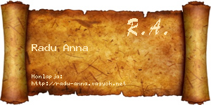 Radu Anna névjegykártya